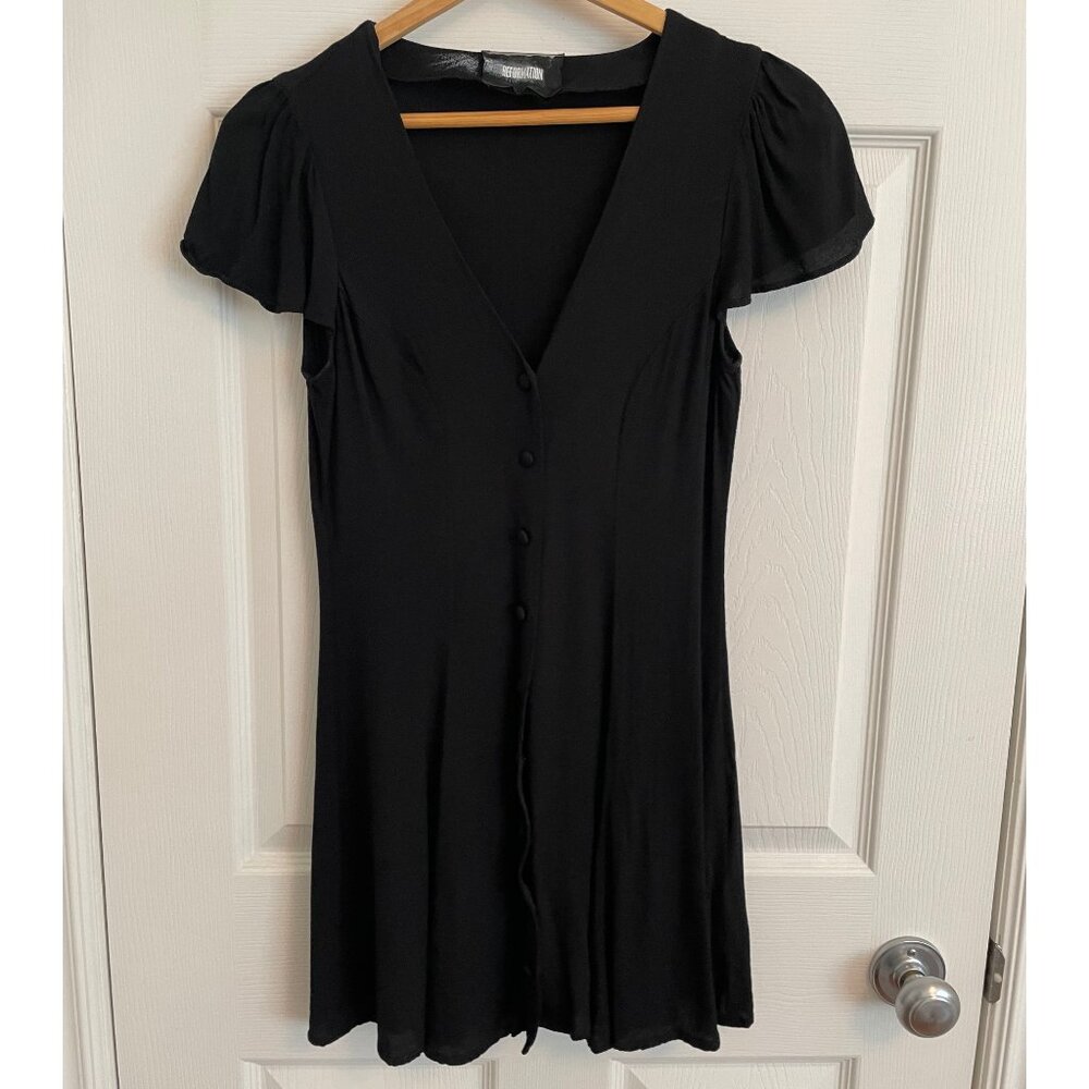 Reformation Black Flutter Sleeve Mini Dress Size 4